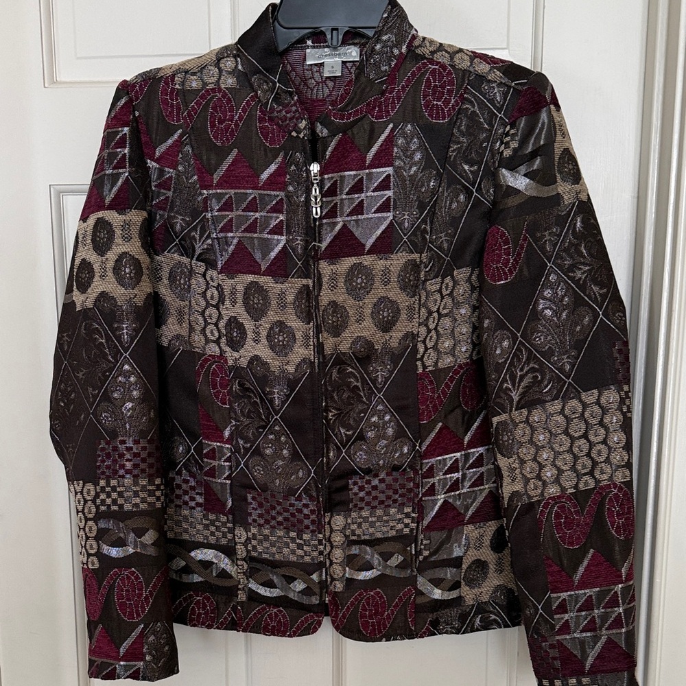 Dressbarn Multicolor Patchwork Tapestry Blazer - image 1